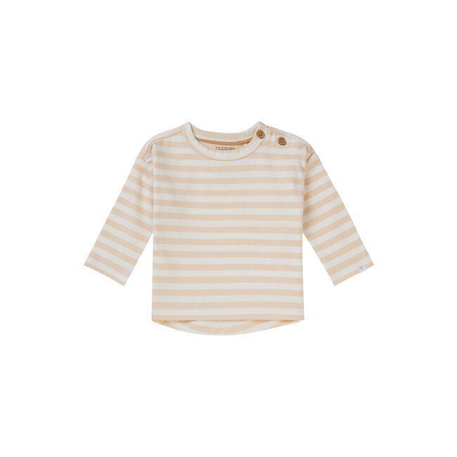 Noppies unisex longsleeve Bhisho stripe Biscotti Beige/Huid