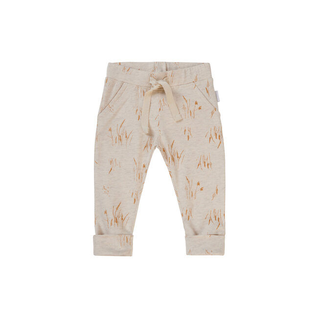 Noppies unisex broek Bellview slim fit allover print Oatmeal Beige/Huid