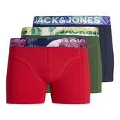 Jack&Jones jongens boxers PAW 3 PACK True Red Dark Green - Navy Blazer