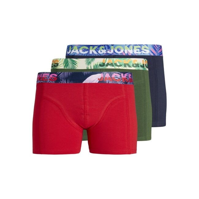 Jack&Jones jongens boxers PAW 3 PACK True Red Dark Green - Navy Blazer