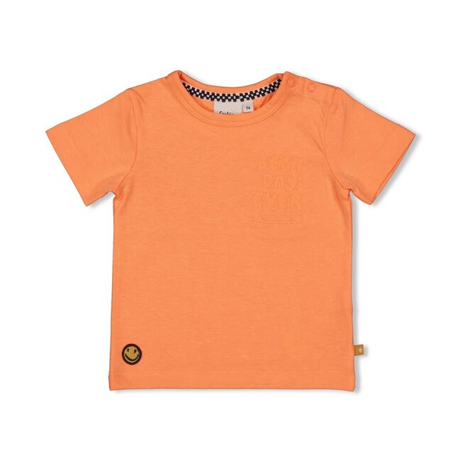 Feetje jongens T-shirt Neon Oranje  - Checkmate
