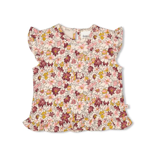 Feetje meisjes T-shirt AOP Roze  - Wild Flowers