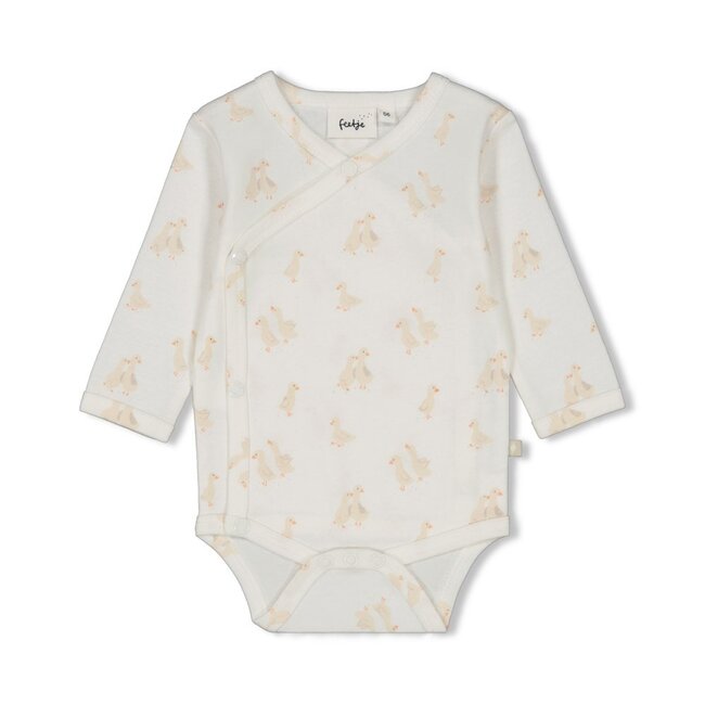 Feetje unisex Wikkelromper AOP Offwhite  - Little Duck