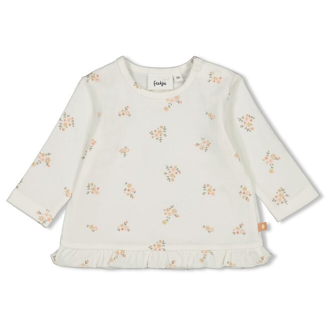 Feetje meisjes Longsleeve AOP Offwhite  - Bloom With Love