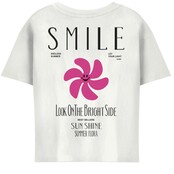 ONLY meisjes kids T-shirt SUN Bright White Back Pink Flower Regular Fit