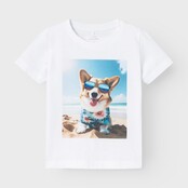 Name It mini jongens T-shirt VOTO Bright White Beach Dog Regular Fit