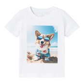 Name It mini jongens T-shirt VOTO Bright White Beach Dog Regular Fit