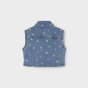 Name It mini meisjes gilet ROSA Medium Blue Denim HEARTS