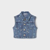 Name It mini meisjes gilet ROSA Medium Blue Denim HEARTS