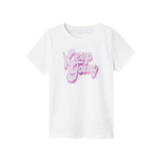 Name It kids meisjes T-shirt VEEN Bright White Keep Going Regular Fit