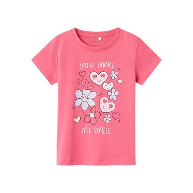 Name It mini meisjes T-shirt VEEN Camellia Rose You Make Me Smile Regular Fit