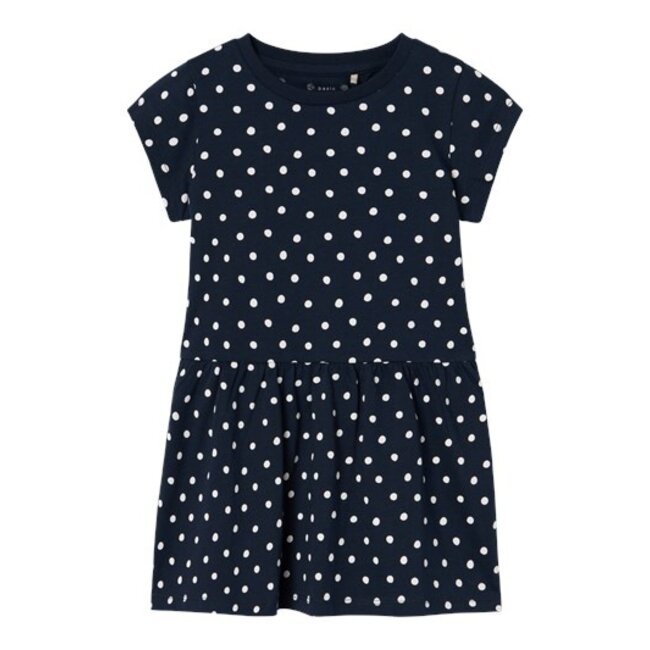 Name It mini meisjes jurk VILINSE Dark Sapphire Dots Regular Fit