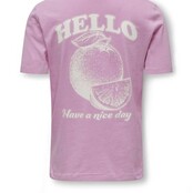 ONLY kids meisjes T-shirt NANCY Begonia Pink Hello Regular Fit