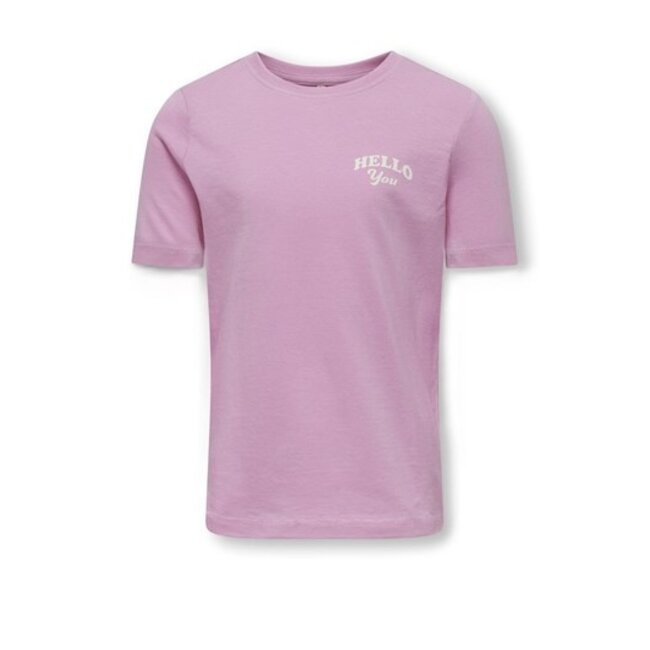 ONLY kids meisjes T-shirt NANCY Begonia Pink Hello Regular Fit