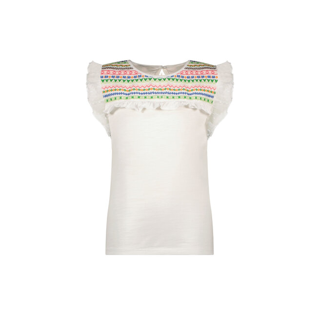 Like Flo meisjes T-shirt fancy mesh Green Embroidery