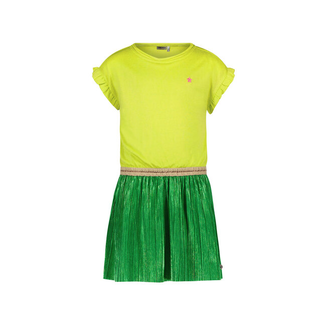 Like Flo meisjes glitter jurk, metallic jersey top Lime