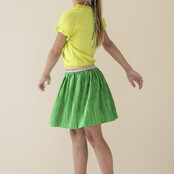 Like Flo meisjes glitter jurk, metallic jersey top Lime