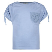 Like Flo meisjes T-shirt pulled sleeve Ice blue