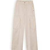 NoBell' Meisjes Susy Garment Dyed Stretch Twill cargo broek Pearled Ivory