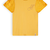 NoNo Kathleen T-shirt with Fancy Contrast Sleeves Apricot