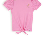 NoNo Komy Rib Jersey T-shirt with Knot Camelia Pink