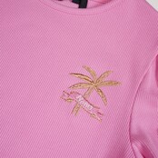 NoNo Komy Rib Jersey T-shirt with Knot Camelia Pink