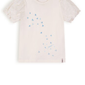 NoNo Kantal T-shirt wIth Woven Puff Sleeves Pearled Ivory