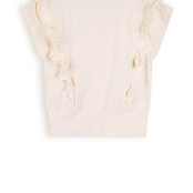 NoNo Kety T-shirt with Smock at front Pearled Ivory