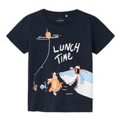 Name It mini jongens T-shirt VILASSE Dark Sapphire Lunch Time Regular Fit