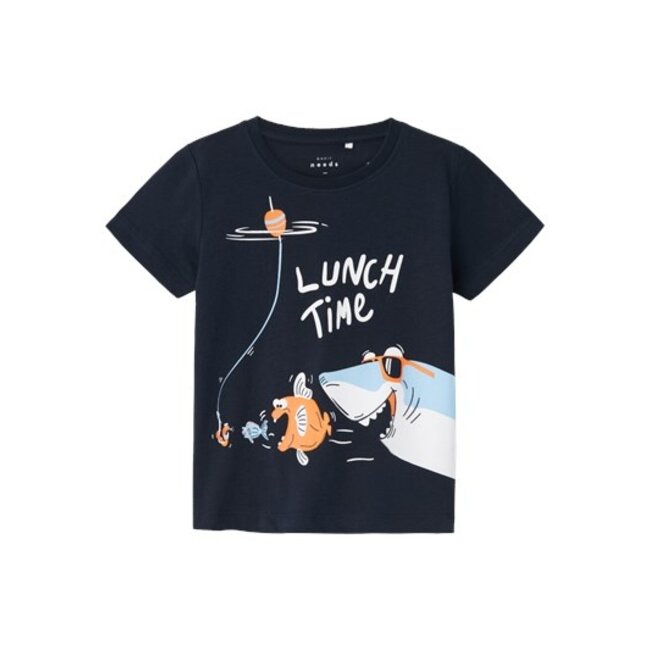 Name It mini jongens T-shirt VILASSE Dark Sapphire Lunch Time Regular Fit