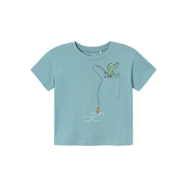 Name It mini jongens T-shirt VILIAN Mineral Blue Crocodile Box Fit