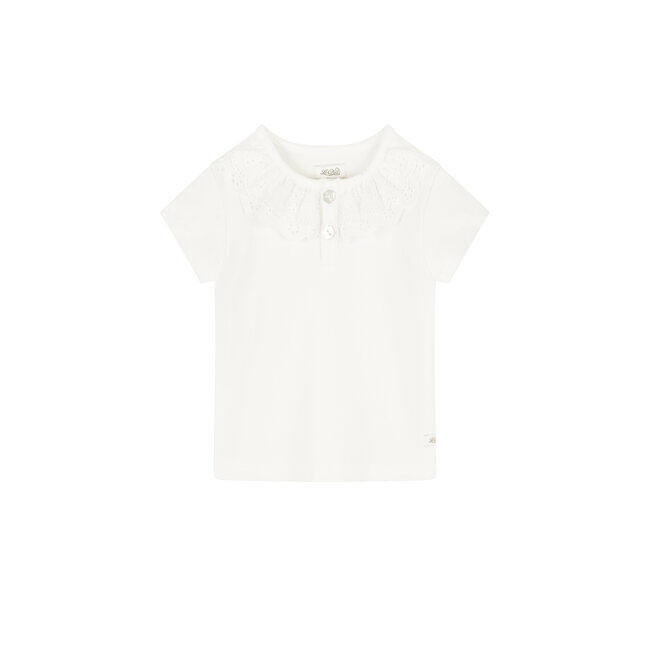 Le Chic NAYMIE frilly neck T-shirt Off White