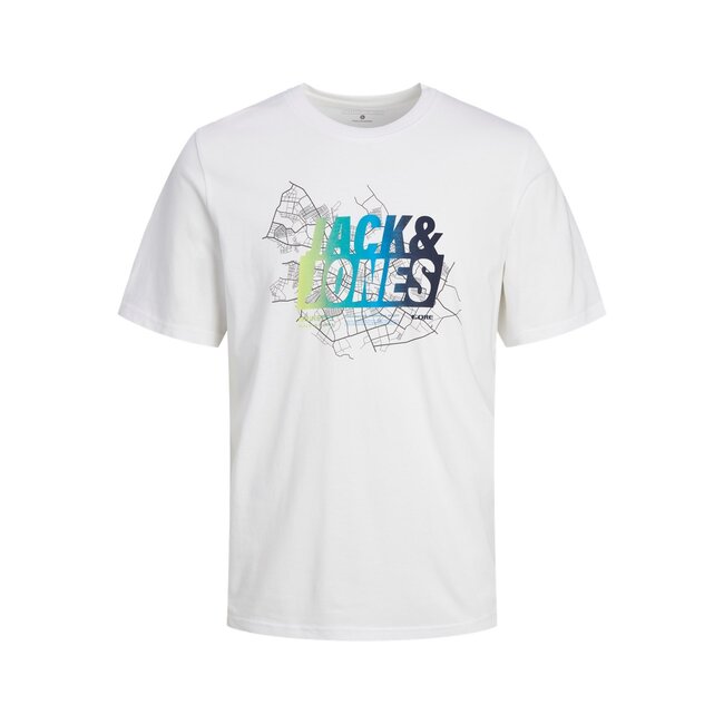 Jack&Jones jongens T-Shirt MAP SUMMER LOGO White Regular Fit