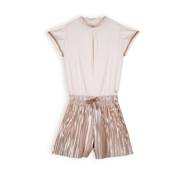 NoNo Sylja Mixed Jumpsuit with Plissee Short Desert Sand