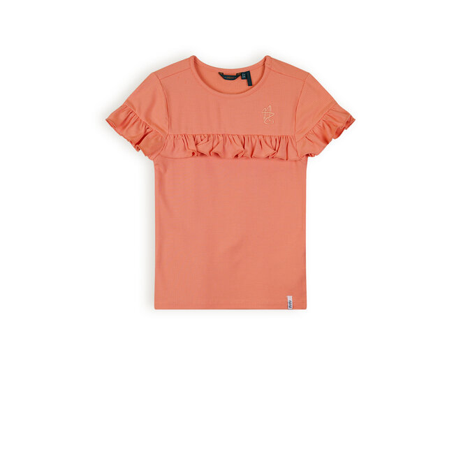 NoNo Kovan Rib Jersey T-shirt ruffles Lobster Red