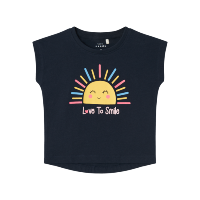 Name It mini meisjes T-shirt VIGEA Dark Sapphire Love To Smile Regular Fit