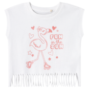 Name It mini meisjes T-shirt VALONE Bright White Flamingo Regular Fit