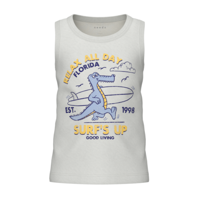 Name It mini jongens tanktop VAGNO Bright White Surfs Up Regular Fit