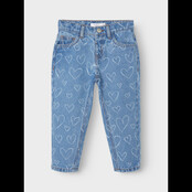 Name It mini meisjes spijkerbroek BELLA Dark Blue Denim Mom Fit