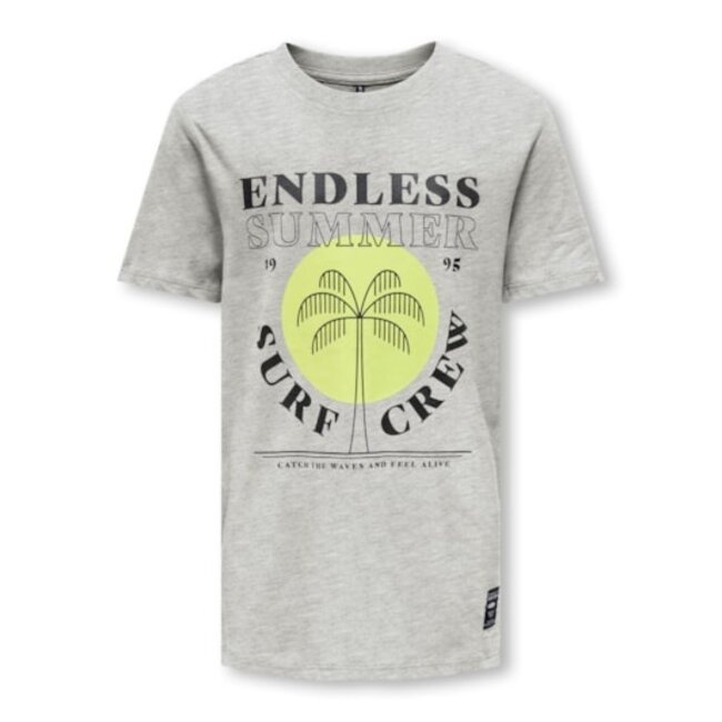 ONLY kids jongens T-shirt MEENU Light Grey Melange Endless Regular Fit