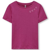 ONLY mini meisjes T-shirt VINNI Raspberry Rose Heart Regular Fit
