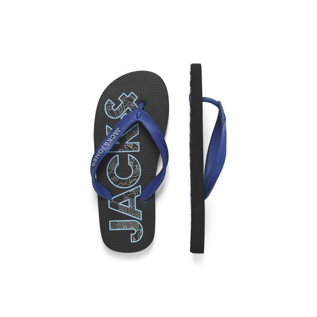 Jack&Jones jongens slippers LOGO PALM PRINT Anthracite NAUTICAL BLUE