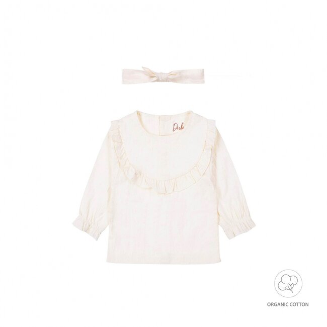 Dirkje meisjes blouse + haarband organic cotton Off white - NOOS GIRLS 2024