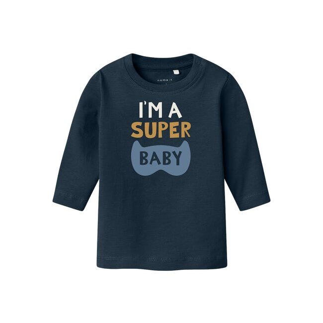 Name It baby jongens longsleeve VACION Dark Sapphire IM A SUPER BABY Regular Fit