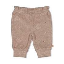 Feetje meisjes Broek badstof AOP  Taupe melange - Little Rosebud