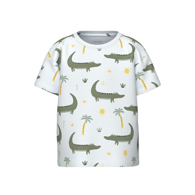 Name It mini jongens T-shirt VALTHER Bright White Crocodiles Loose Fit