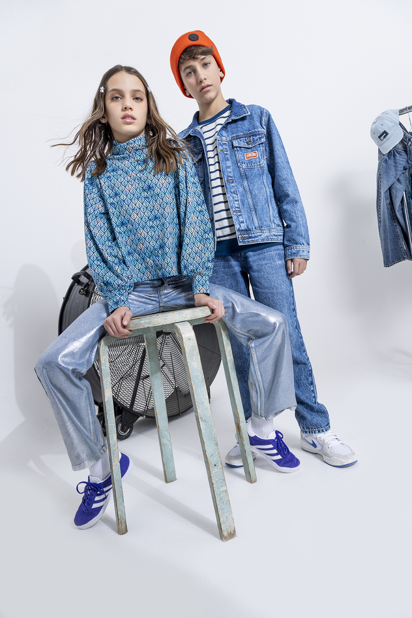 Vingino meisjes spijkerbroek Cato Metallic Metallic Denim Wide leg