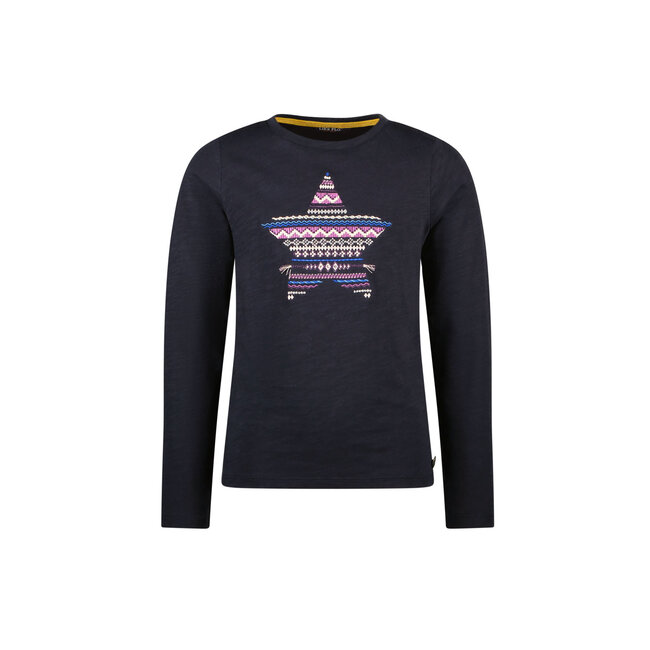 Like Flo meisjes kids longsleeve Emy Flo ls shirt with embroidery artwork Navy