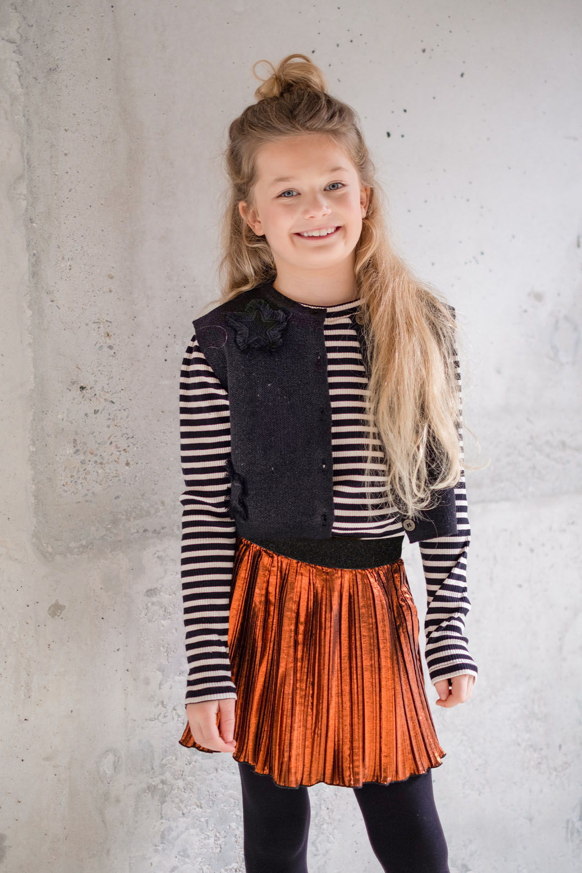 Like Flo meisjes kids jurk Mira Flo with rib and plisse F9006 Classy stripe