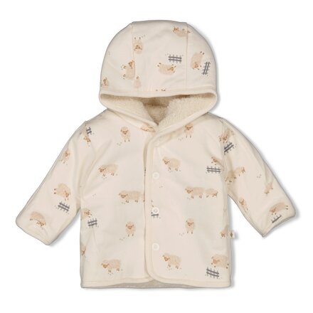 Feetje unisex Omkeerbaar teddy jasje met capuchon Creme - Sleepy Sheepy
